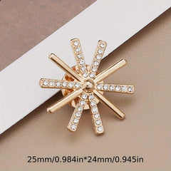 Men's Sun Flower Lapel Pin Rhinestone Collar Brooch