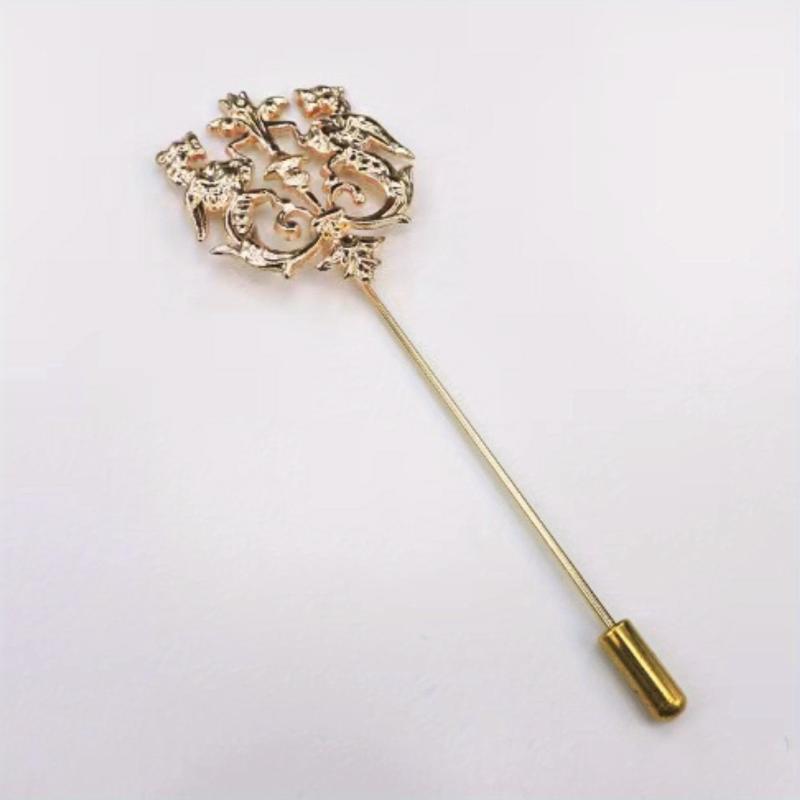 Rhinestone Anchor Chain Tassel Brooch Pin Clothing Jewelry