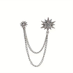Men's Crystal Rhinestone Brooch Collar Pin Rudder Anchor Shirt Buckle