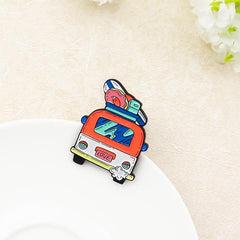 Love Bus Brooch Pin Vintage Style Enamel Jewelry