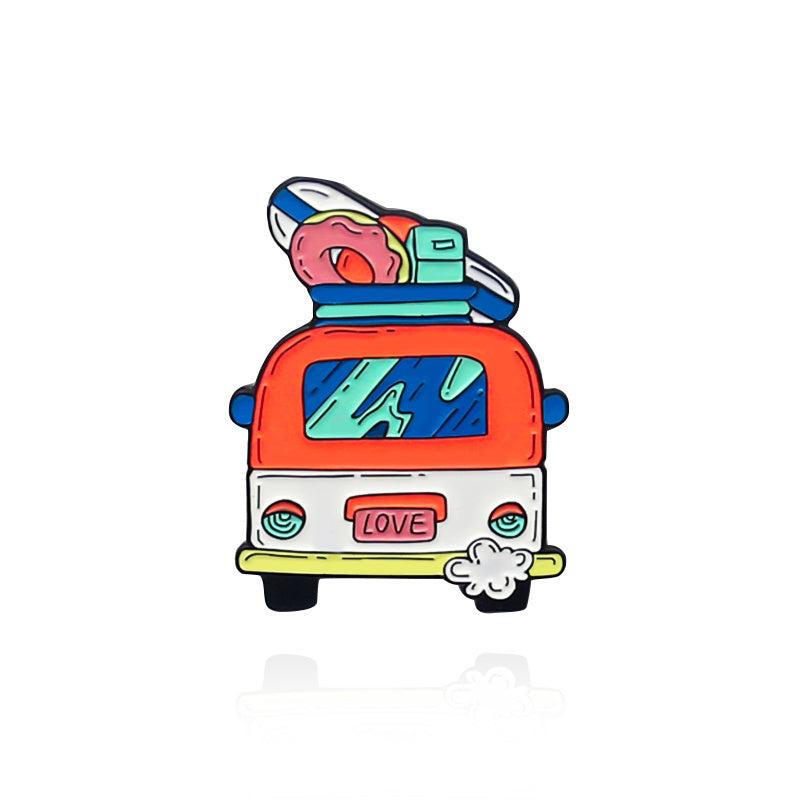Love Bus Brooch Pin Vintage Style Enamel Jewelry