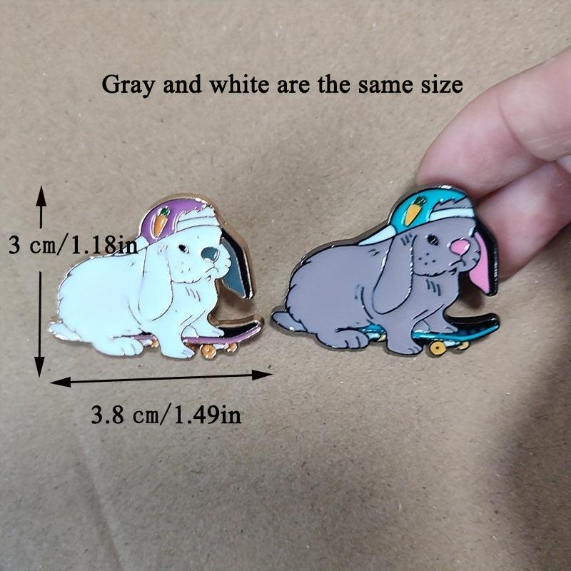 Skateboard Rabbit Enamel Animal Brooch Pin Clothing Bag Hat Accessories