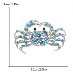 Sparkling Crab Brooch Pin for Men and Women