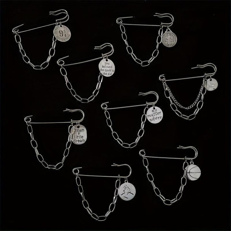 Minimalist Tassel Chain Brooch Pin Clothes Accessories
