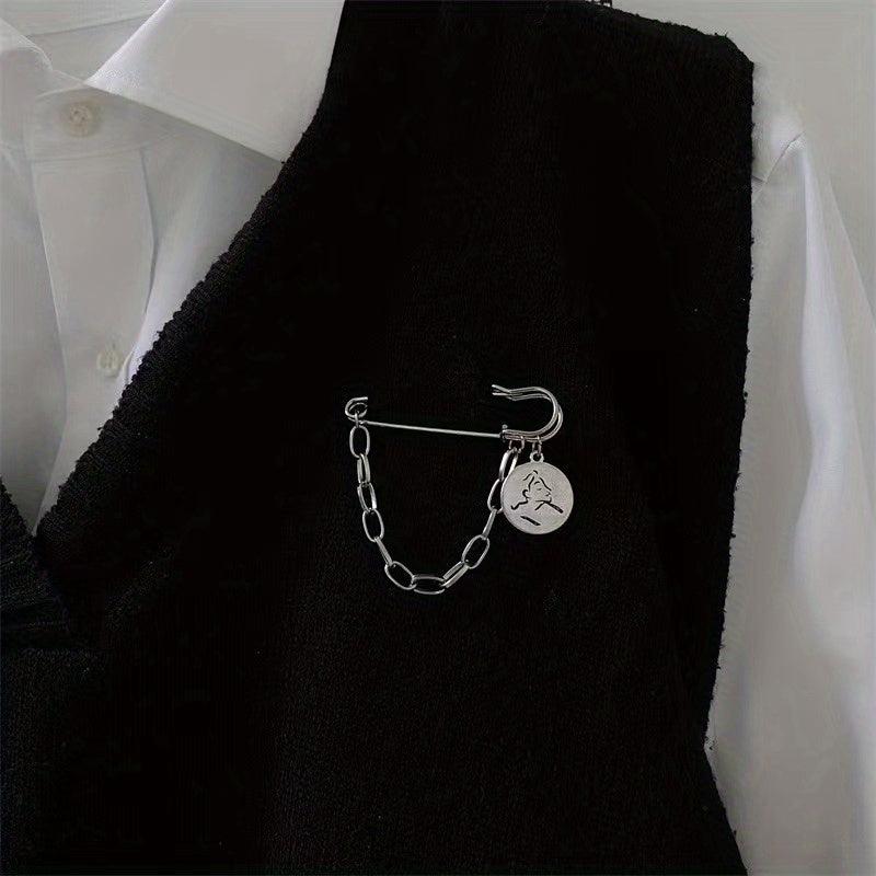 Minimalist Tassel Chain Brooch Pin Clothes Accessories