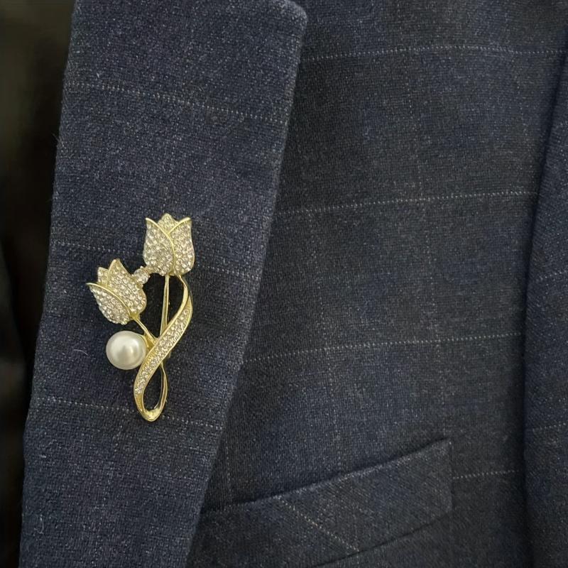Men's Pearl Corsage Pin Brooch for Suit Sweater
