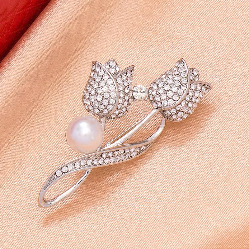 Men's Pearl Corsage Pin Brooch for Suit Sweater