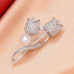 Men's Pearl Corsage Pin Brooch for Suit Sweater