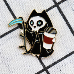 Cartoon Grim Reaper Brooch for Men Backpack Collar Jewelry