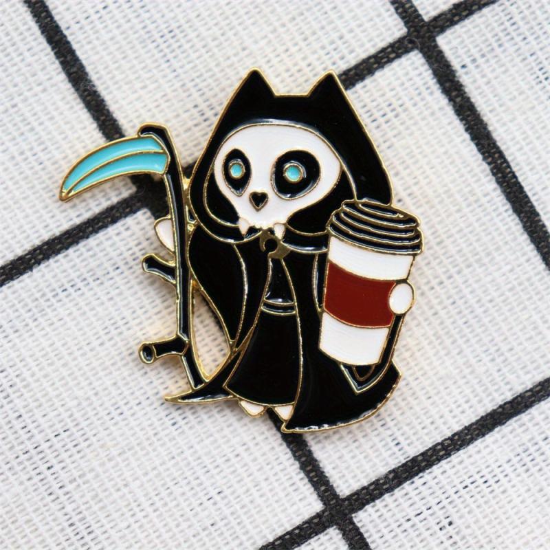 Cartoon Grim Reaper Brooch for Men Backpack Collar Jewelry