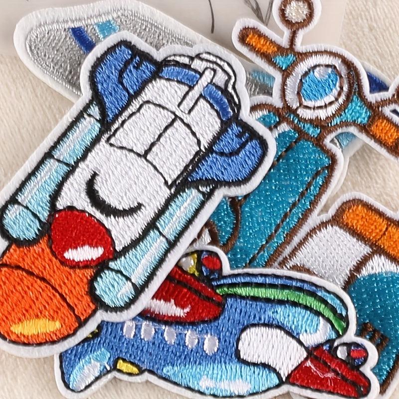 4pcs Teen Airplane & Motorcycle Embroidery DIY Patch for Clothes Backpack Hat