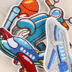 4pcs Teen Airplane & Motorcycle Embroidery DIY Patch for Clothes Backpack Hat