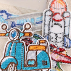 4pcs Teen Airplane & Motorcycle Embroidery DIY Patch for Clothes Backpack Hat