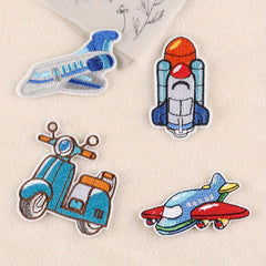 4pcs Teen Airplane & Motorcycle Embroidery DIY Patch for Clothes Backpack Hat