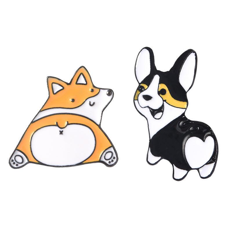 Corgi & French Bulldogs Enamel Brooch Pin
