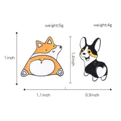 Corgi & French Bulldogs Enamel Brooch Pin