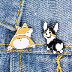 Corgi & French Bulldogs Enamel Brooch Pin