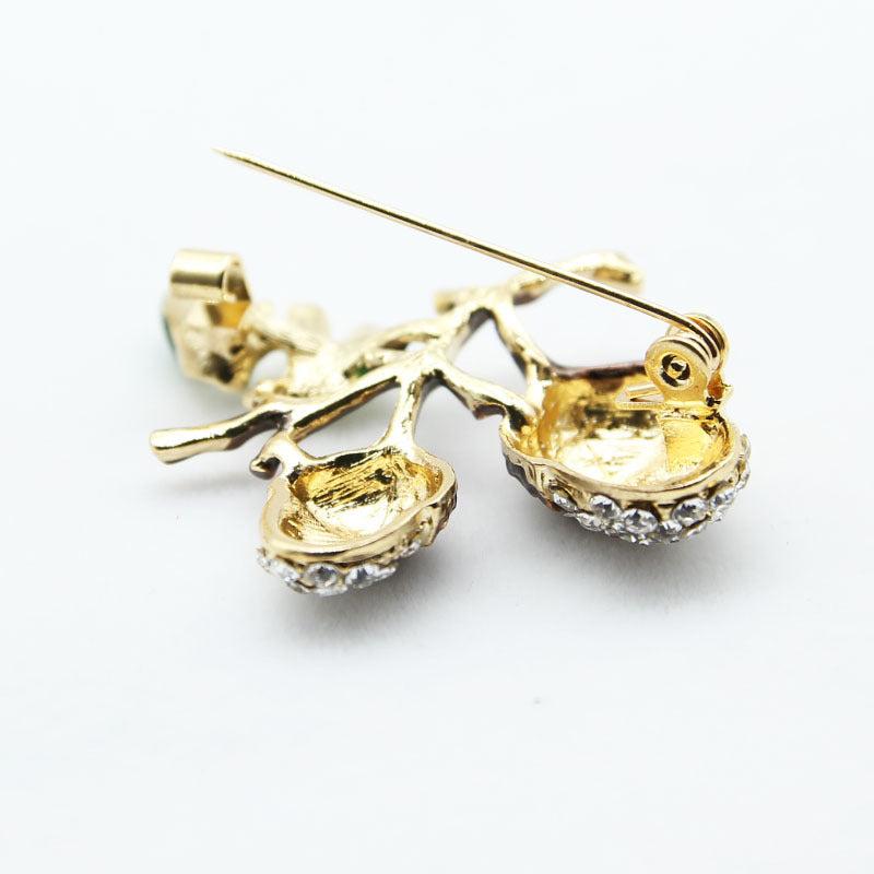 Enamel Rhinestone Pine Cone Pin for Christmas Party