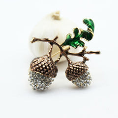 Enamel Rhinestone Pine Cone Pin for Christmas Party