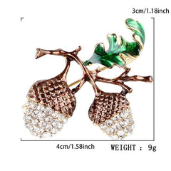 Enamel Rhinestone Pine Cone Pin for Christmas Party