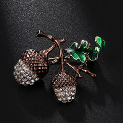 Enamel Rhinestone Pine Cone Pin for Christmas Party