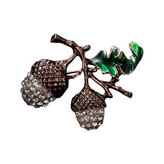 Enamel Rhinestone Pine Cone Pin for Christmas Party