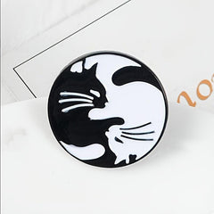 Cute Cat Hugging Brooch Cowboy Bag Accessory