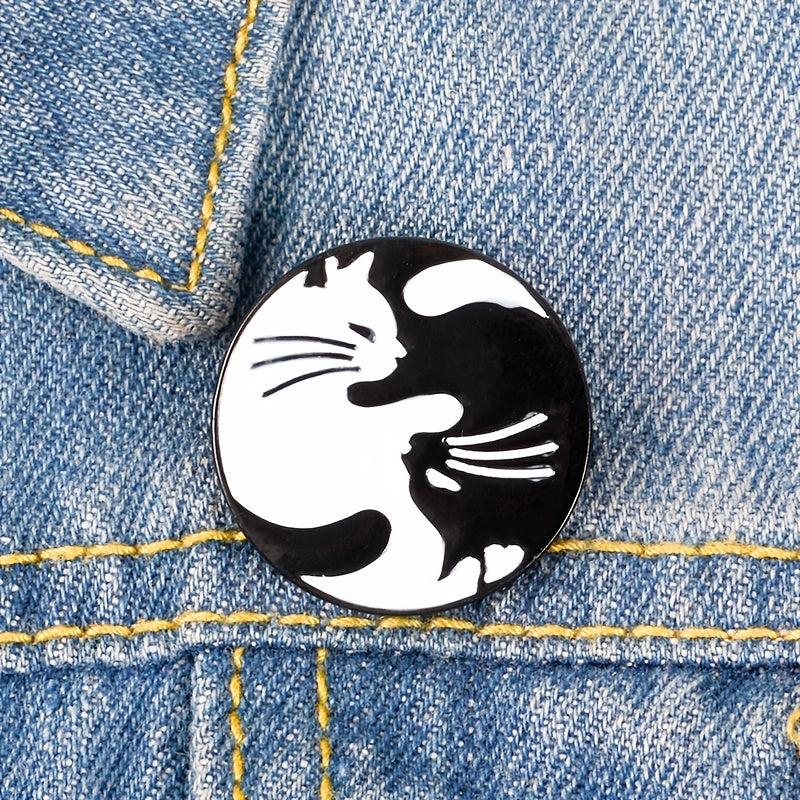 Cute Cat Hugging Brooch Cowboy Bag Accessory