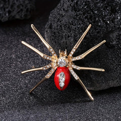 Punk Red Enamel Spider Brooch Halloween Jewelry Gift
