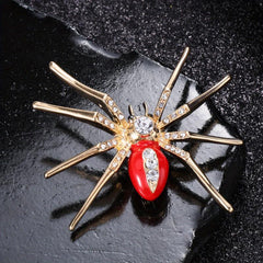 Punk Red Enamel Spider Brooch Halloween Jewelry Gift
