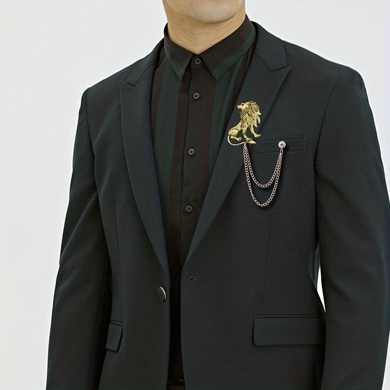Stylish Lion Head Zinc Alloy Brooch for Men