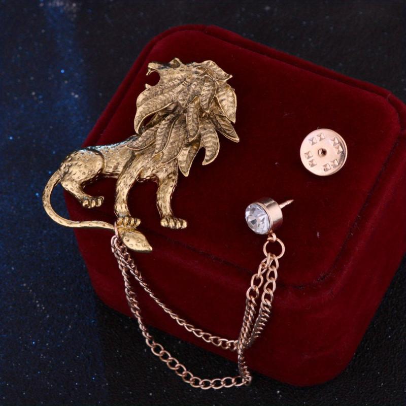 Stylish Lion Head Zinc Alloy Brooch for Men