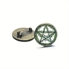 Green Plant Rattan Pentagram Brooch Tree Pendant Wiccan Star Pentacle Jewelry