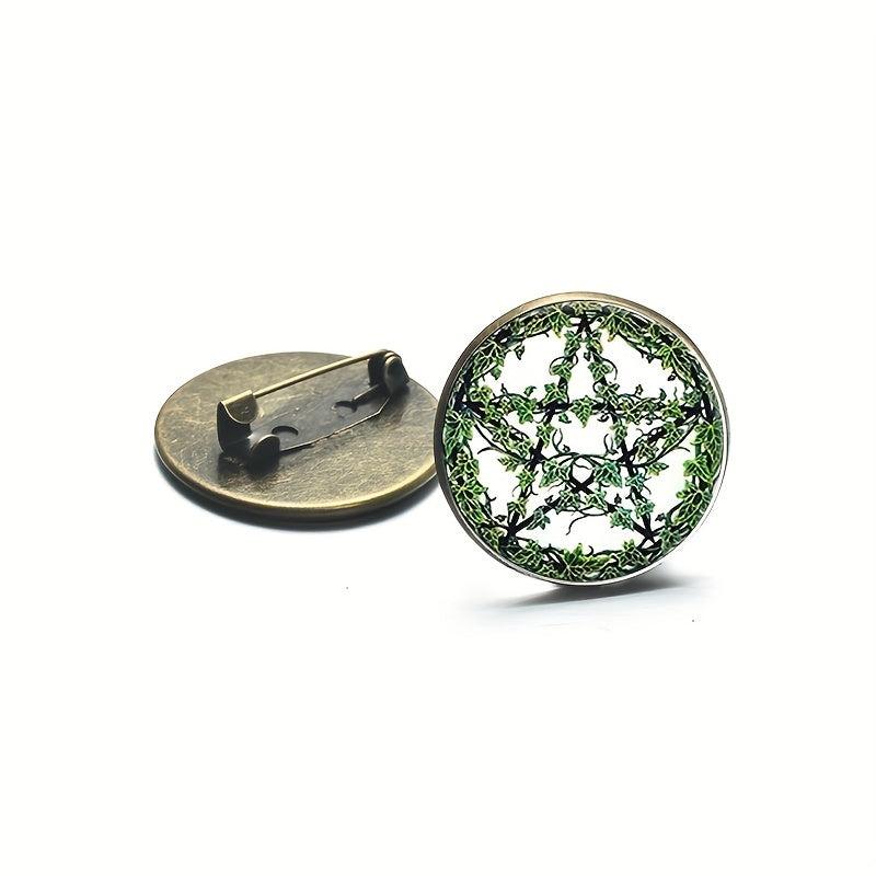 Green Plant Rattan Pentagram Brooch Tree Pendant Wiccan Star Pentacle Jewelry
