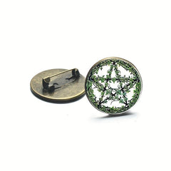 Green Plant Rattan Pentagram Brooch Tree Pendant Wiccan Star Pentacle Jewelry