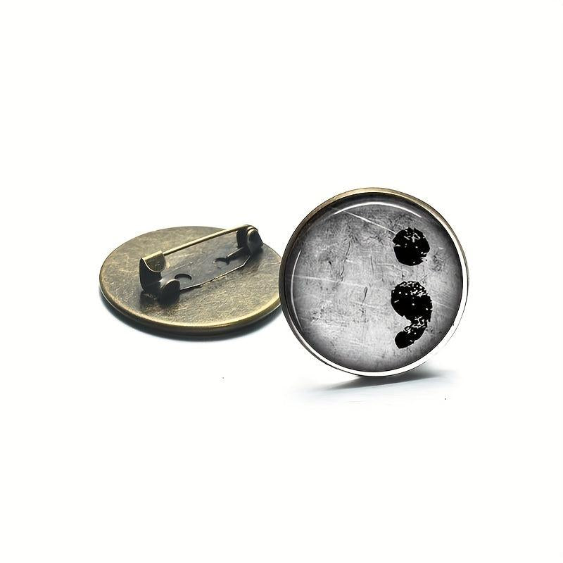 Semicolon Pattern Brooch Pins; Ancient Bronze Silver