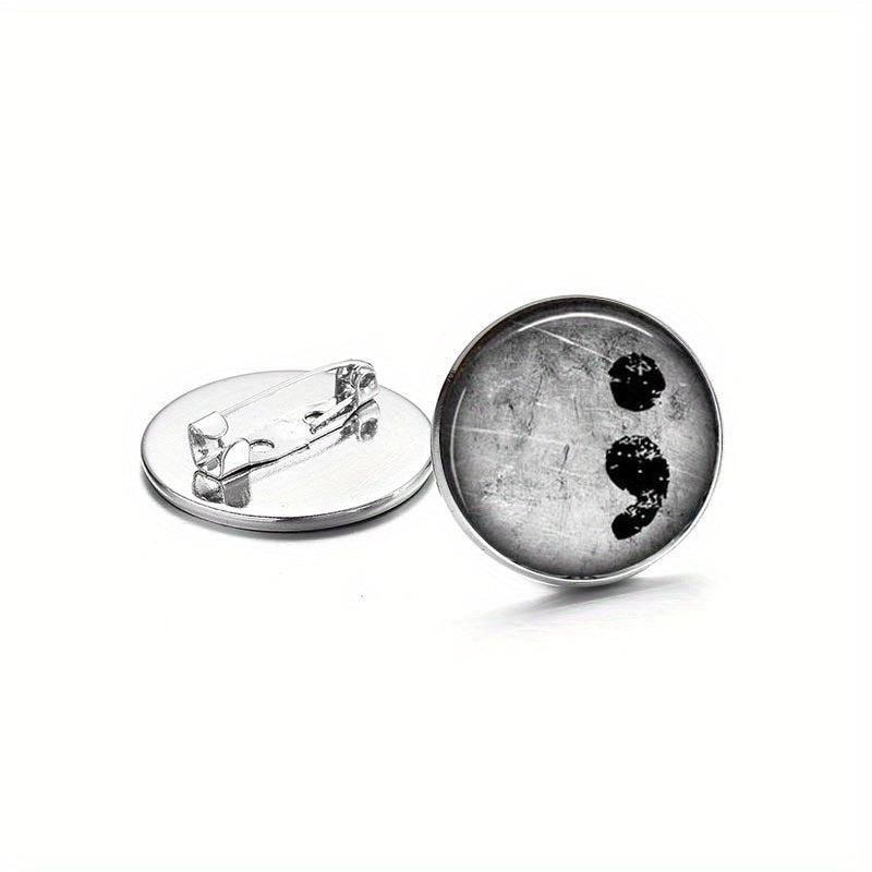 Semicolon Pattern Brooch Pins; Ancient Bronze Silver