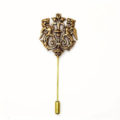 Double Lion Brooch Vintage Animal Collar Pin for Men