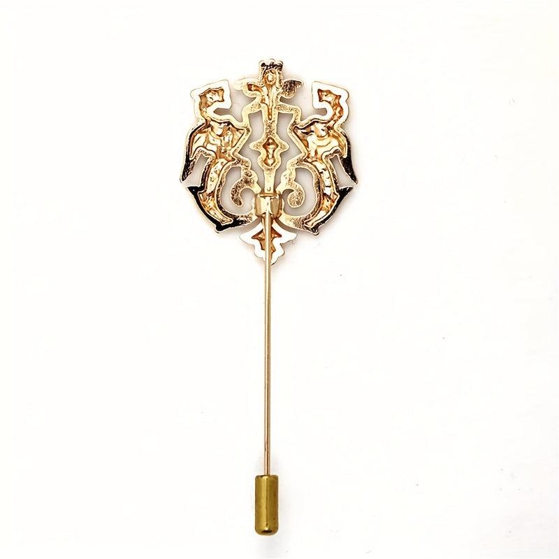 Double Lion Brooch Vintage Animal Collar Pin for Men