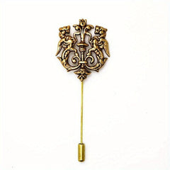 Double Lion Brooch Vintage Animal Collar Pin for Men