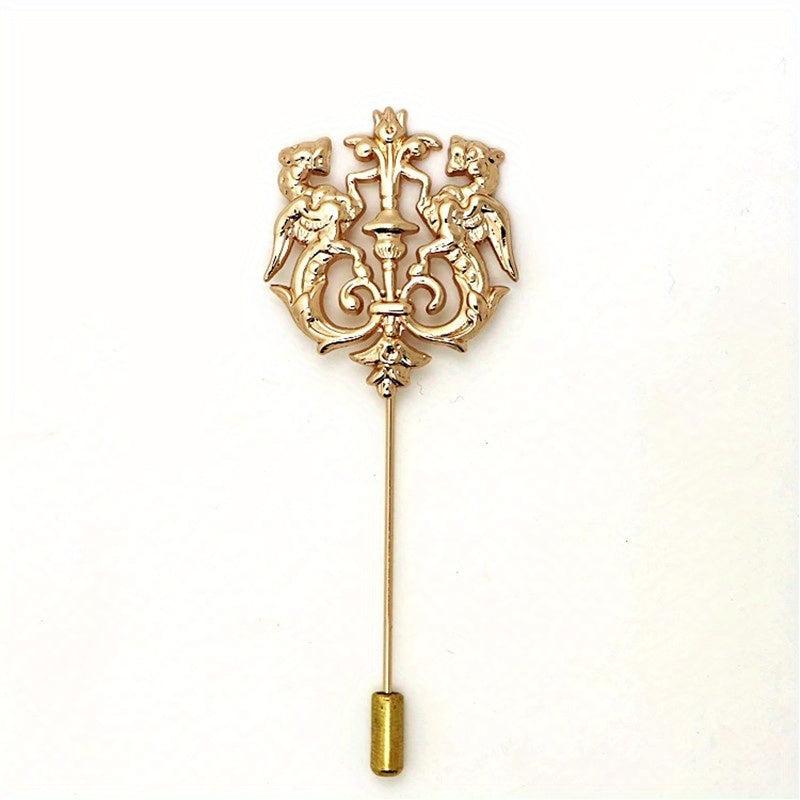 Double Lion Brooch Vintage Animal Collar Pin for Men