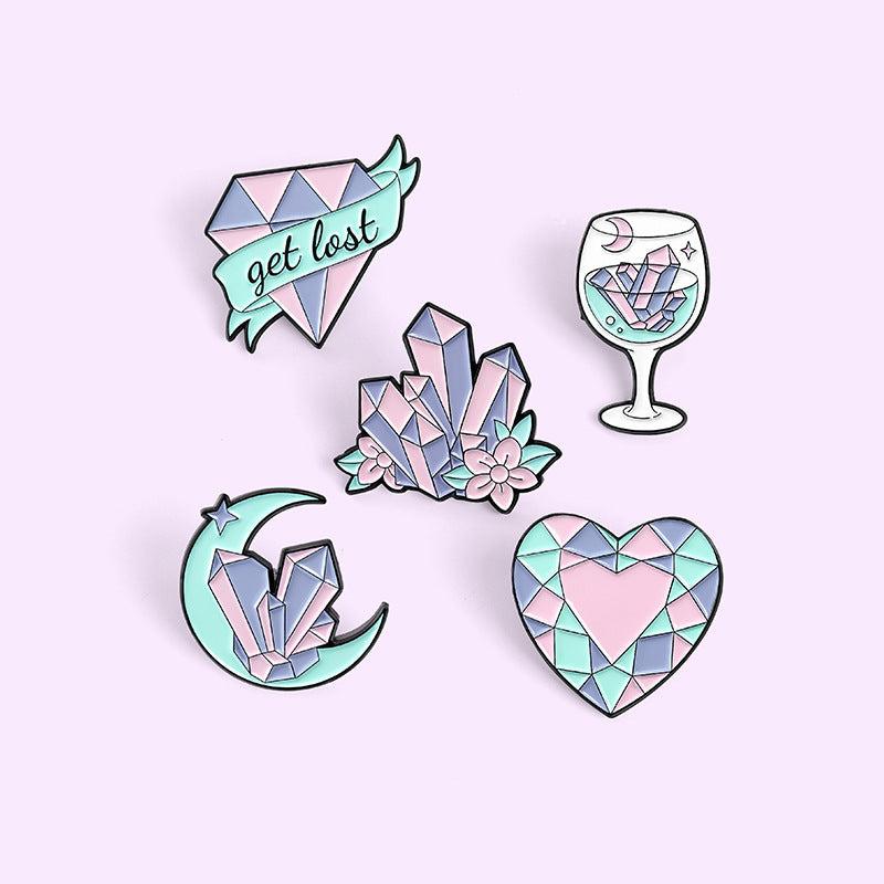 Cartoon Gem Diamond Goblet Brooch For Men