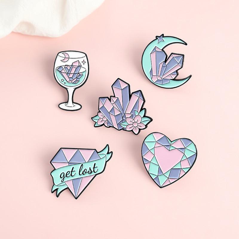 Cartoon Gem Diamond Goblet Brooch For Men