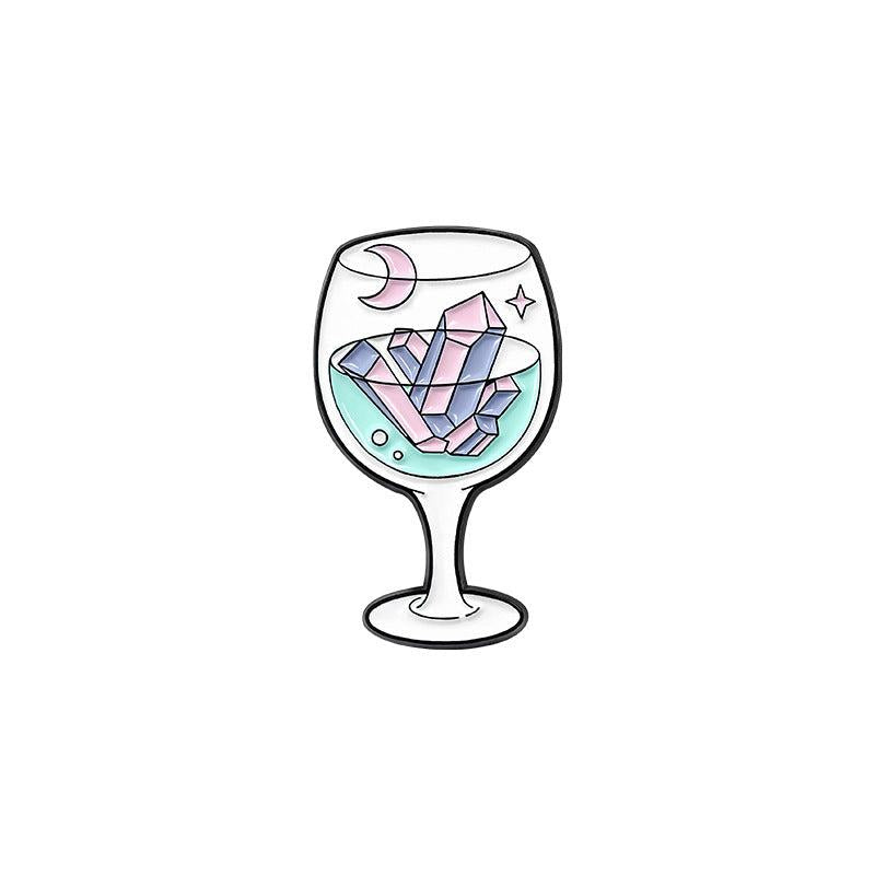 Cartoon Gem Diamond Goblet Brooch For Men