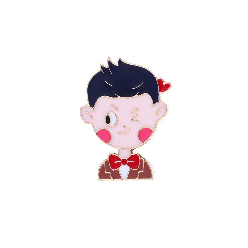 Creative Bride & Groom Baked Paint Alloy Emblem Accessory For Men