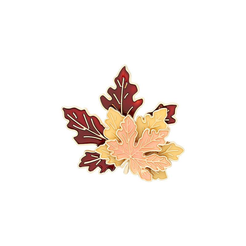 Vintage Maple Leaf Brooch Alloy Oil Dripping Temperament Brooch Dress Maple Leaf