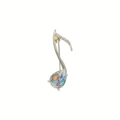 Musical Note Brooch with Zircon and Crystal