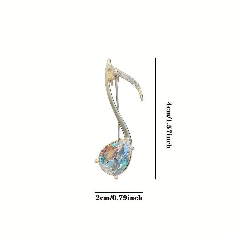 Musical Note Brooch with Zircon and Crystal