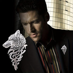 Men's Wolf Head Brooch Suit Pin for Party Clothing Bag