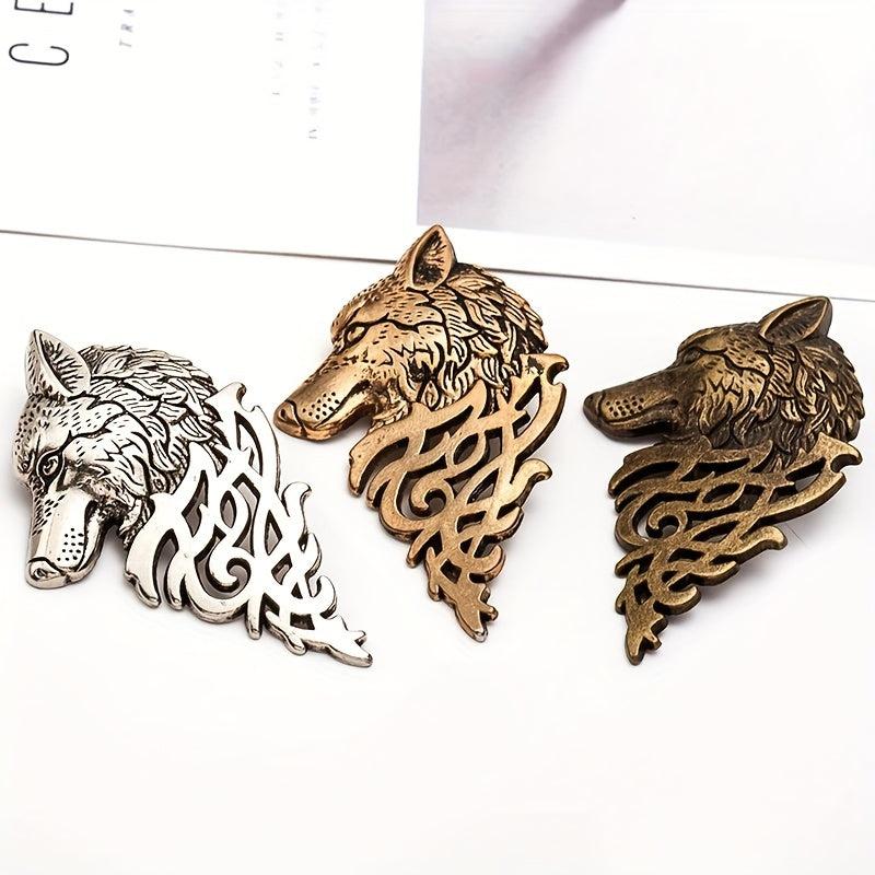 Men's Wolf Head Brooch Suit Pin for Party Clothing Bag